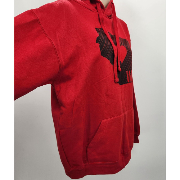 WI State Pullover Hoodie Women's Medium Red Cotton Blend Sweatshirt Souvenir - Picture 1 of 12